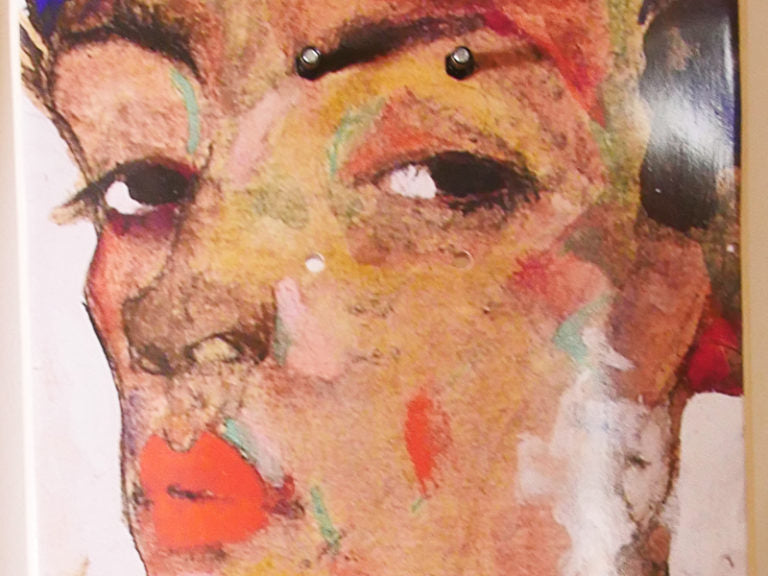 Egon Schiele Skateboard Triptych – Self-Portrait with Peacock Vest, Standing (1911)