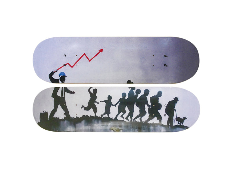 Skateboard Diptych – Graffiti is a Crime inspired by BANKSY