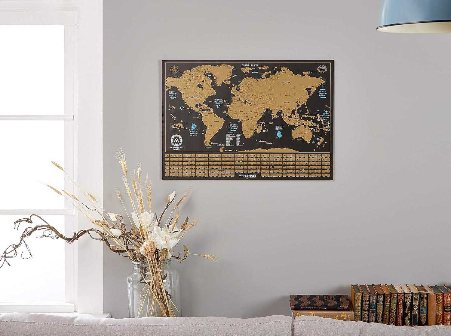 Carte du Monde à gratter XXL - Carte du Monde en Poster Extra Large + Carte à gratter de l'Europe en Bonus. Inclut un Tube Cadeau Deluxe Personnalisé et 2 Cartes Détaillées - ArtAndToys