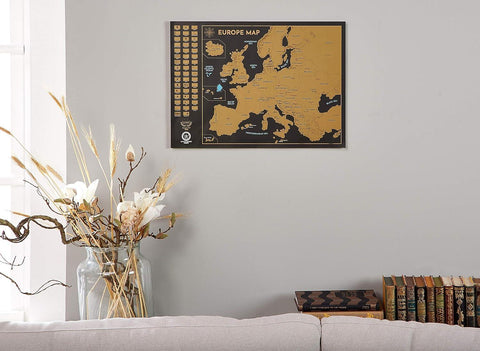 Carte du Monde à gratter XXL - Carte du Monde en Poster Extra Large + Carte à gratter de l'Europe en Bonus. Inclut un Tube Cadeau Deluxe Personnalisé et 2 Cartes Détaillées - ArtAndToys