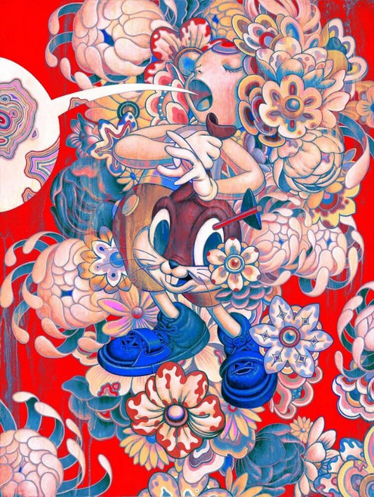 Print Bouquet red  by JAMES JEAN