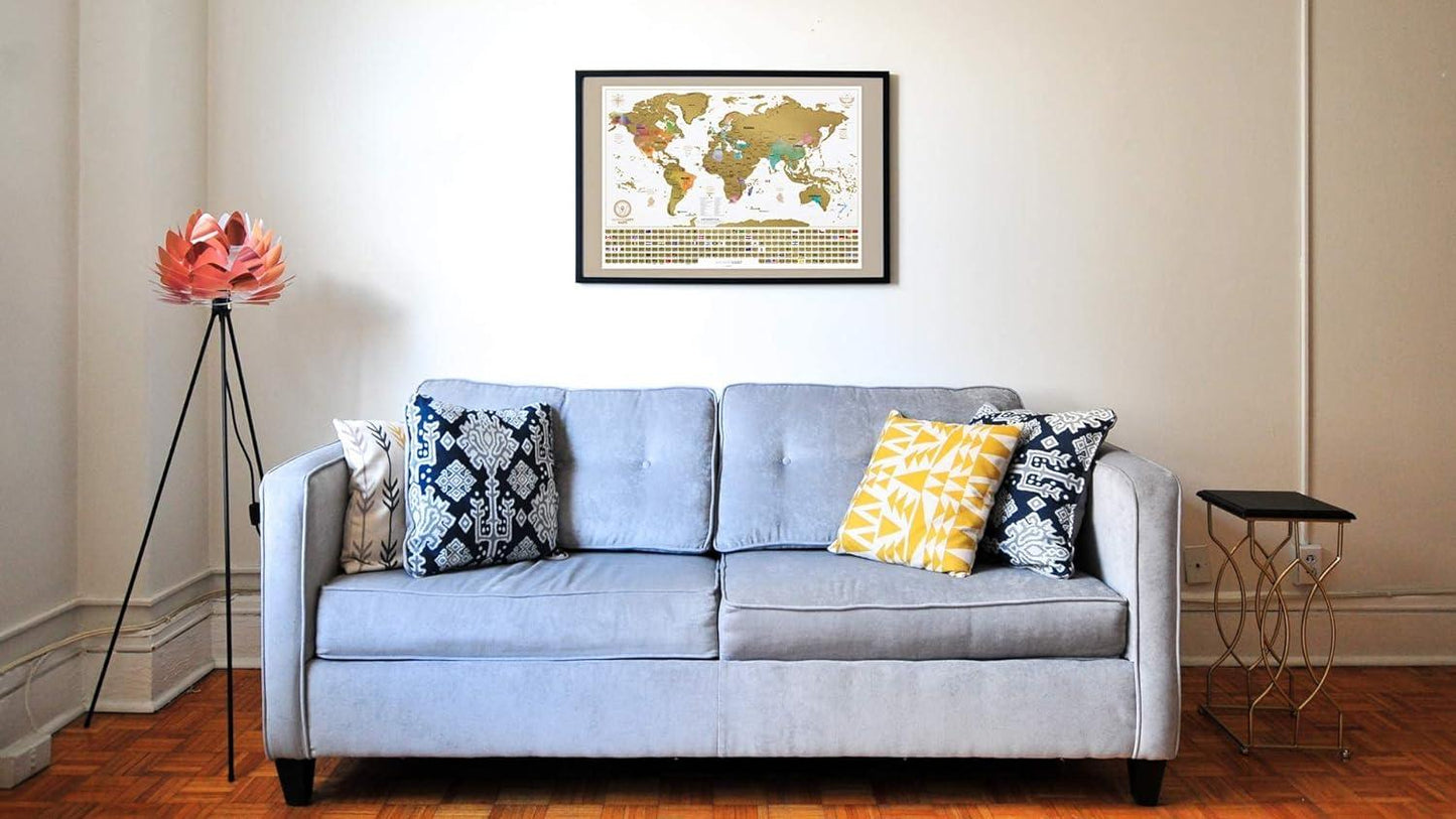 Carte du Monde à gratter XXL - Carte du Monde en Poster Extra Large + Carte à gratter de l'Europe en Bonus. Inclut un Tube Cadeau Deluxe Personnalisé et 2 Cartes Détaillées - ArtAndToys