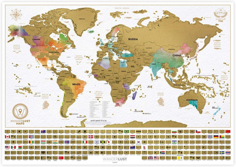 Carte du Monde à gratter XXL - Carte du Monde en Poster Extra Large + Carte à gratter de l'Europe en Bonus. Inclut un Tube Cadeau Deluxe Personnalisé et 2 Cartes Détaillées - ArtAndToys