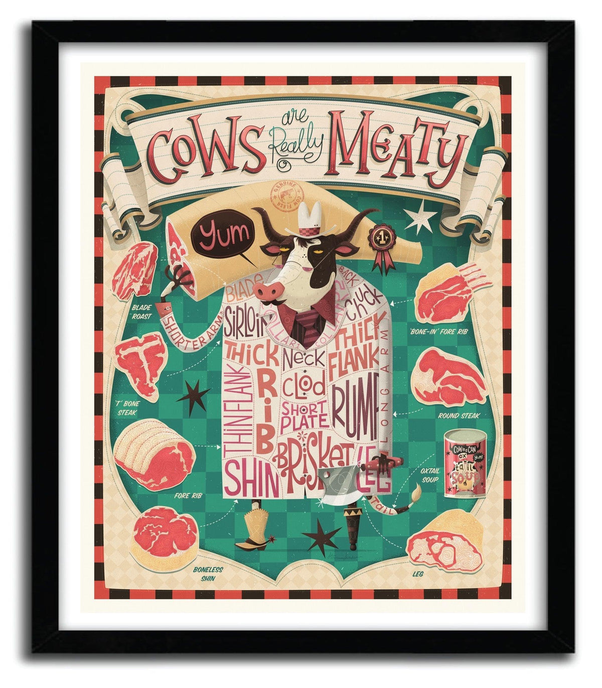 Affiche Cows are REALLY Meaty! by STEVE SIMPSON ArtAndToys