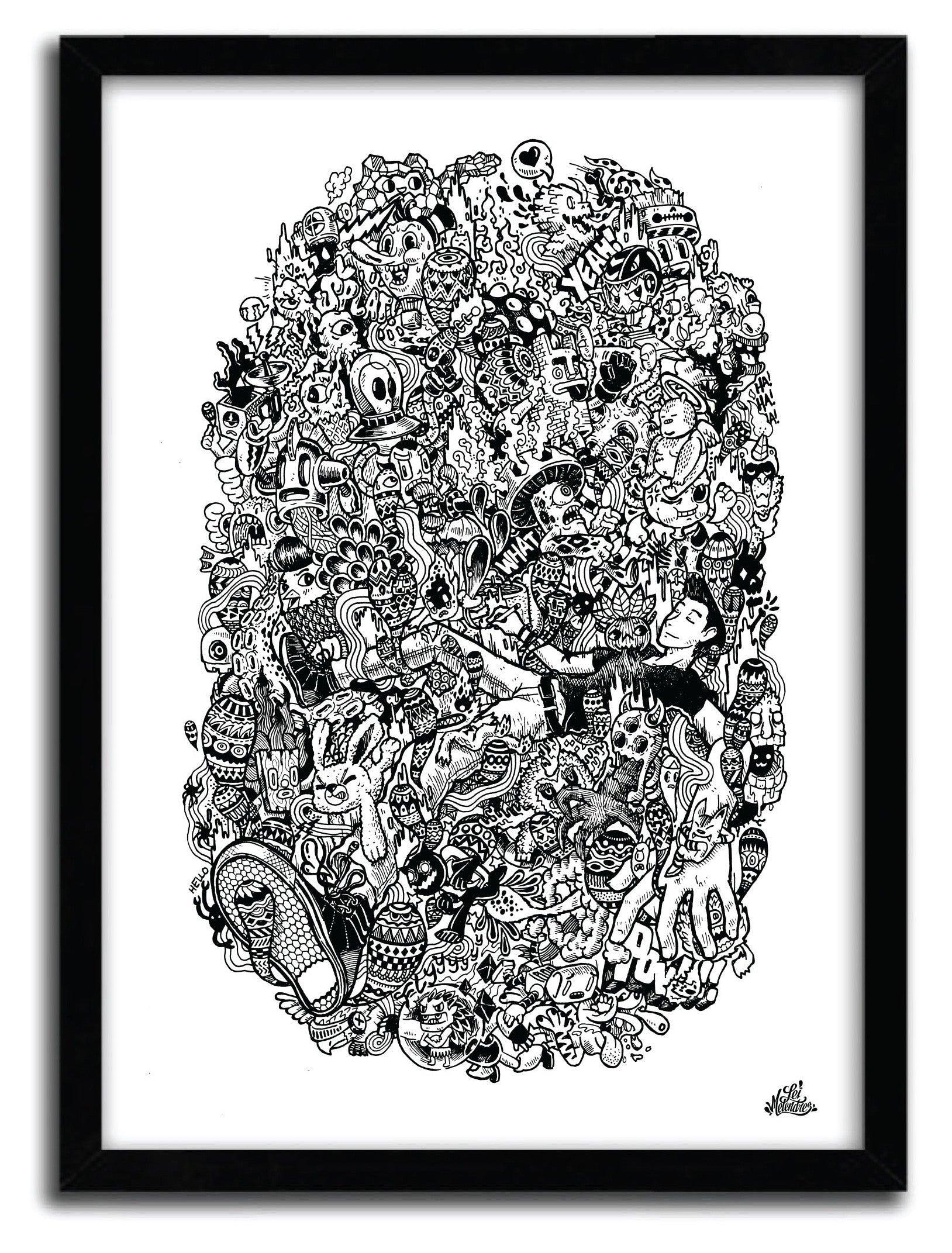 Affiche Doodle Float Black and White by Lei Melendres ArtAndToys