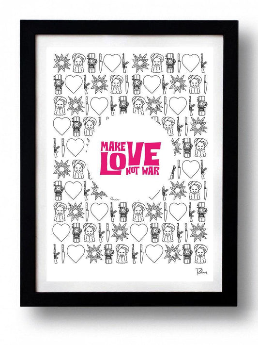 Affiche MAKE LOVE NOT WAR par Rubiant ArtAndToys