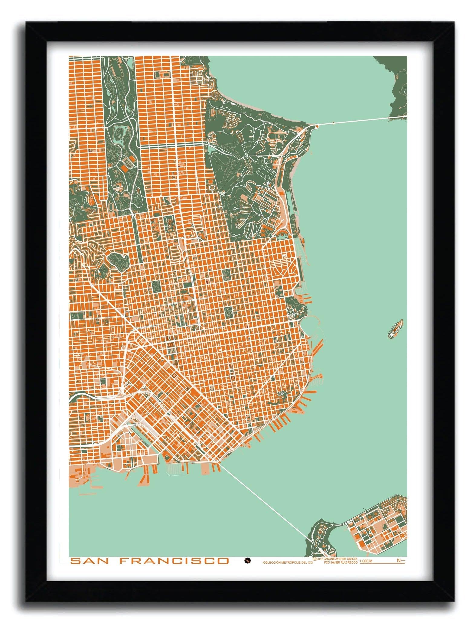 Affiche San Francisco orange by PLANOS URBANOS ArtAndToys