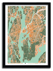 Affiche Stockholm orange by PLANOS URBANOS ArtAndToys