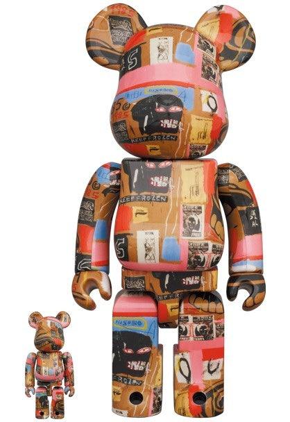 Sculpture 400% & 100% Bearbrick set - Andy Warhol x Jean-Michel Basquiat V2 ArtAndToys