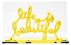 Sculpture Life Is Beautiful Yellow by Mr Brainwash ArtAndToys