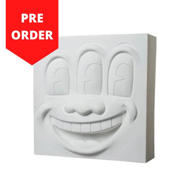 Sculpture Three-Eyed Smiling Face Statue White Polystone by Keith Haring ArtAndToys