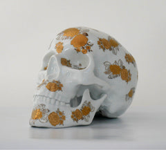 Skull Gold Flowers by NooN ArtAndToys