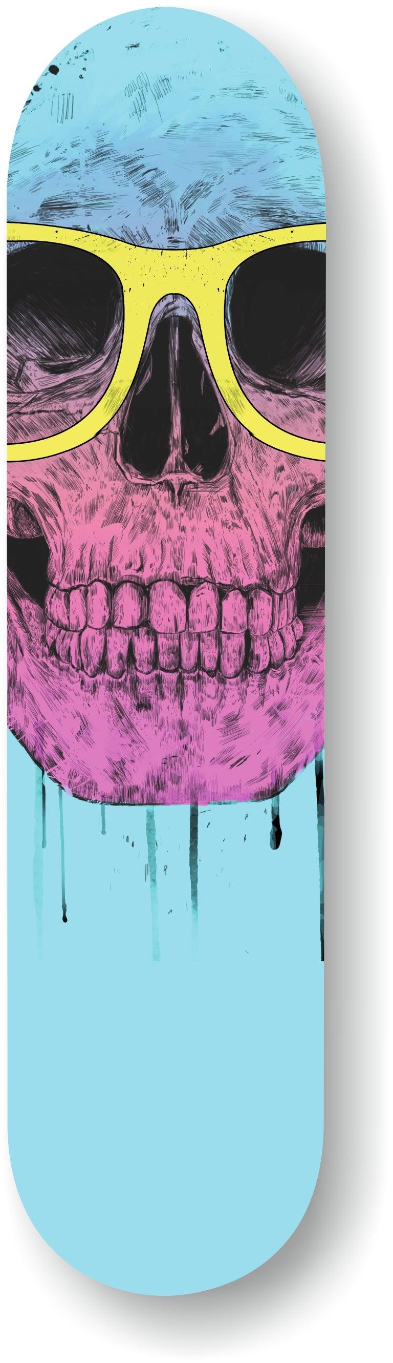 pop art skull with glasses skate by Balasz Solti ArtAndToys